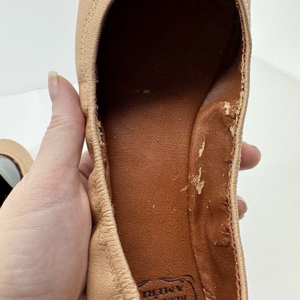 Lucky Brand Emmie Ballet Flats 7M Rose Cream Leather Slip On Boho Minimalist